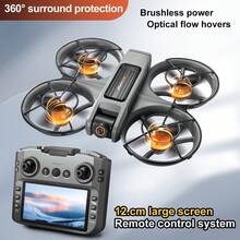 TOKQI 2025新款S156屏幕遥控无人机，配备双摄像头、4.92英寸遥控器屏幕、带避障功能的四轴飞行器、强劲的无刷电机和光流悬停技术，是万圣节的完美礼物