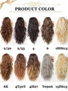 Tóc giả đuôi ngựa dài 14 inch có dây rút, màu nâu nhạt và vàng bạch kim pha trộn, sợi tổng hợp, kiểu xoăn. - Nhiều màu - Xem 9