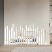 10pcs Self-Adhesive Long Stripe Mirror Wall Stickers, 1.18*13.78 Inches(3*35cm) D Removable, Cut Acrylic Frameless Mirror Decorations For Home Living Room Bedroom DIY Decoration (Silvery/Golden/Black)
