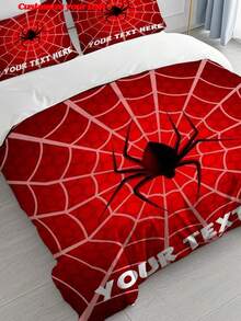 Halloween Spider Web Duvet Cover Set, 3-Piece Comforter Cover Set, Gradient Spider Print Bedding Set, Soft & Comfortable Duvet Cover Set, Suitable For Bedroom, Guest Room, Polyester Material, Duvet Cover Set (1 * Duvet Cover + 2 * Pillow Shams, No Filling), Suitable For Bedroom Decor, Home Decor, Holiday Decor, Holiday Gifts, Halloween, Holidays - Multicolor - View 10