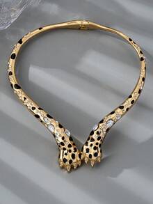 1 pieza Collar gargantilla de moda con diseño de garra de leopardo estilo hip-hop, collar con colgante de leopardo con strass de lujo, regalo único para fiestas/festividades para mujeres