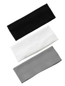 1/3/4条装运动纯色头带，休闲家居发带头巾吸汗带，秋冬季女士度假装扮发饰优雅围巾女士头巾柔软头巾 - 彩色 - 查看 8