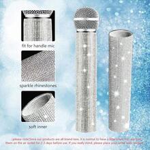 Rhinestones Microphone Cover, Multi-Color Microphone Exterior Shell Cover Decorative, Rhinestones Mic Handle Sleeve, Personalized Mic Decorative Cover For Stage, Party, TV Show, Party Decoration (6 Styles To Choose) - Multicolor - View 3