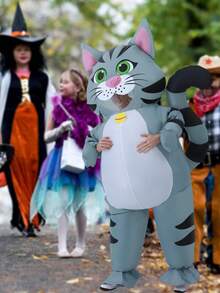 成人充气猫咪服装，猫咪服装，男女通用充气服装，全身猫咪服装，趣味猫咪服装，圣诞节万圣节充气服装 - 灰色 - 查看 3