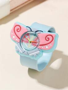 可爱蝴蝶图案石英儿童卡通拍拍表 - 淺藍色 - 查看 5