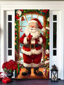 Copertura per porta natalizia con Babbo Natale e regali - 90 x 180 cm, in poliestere, decorazione natalizia per uso esterno e per feste