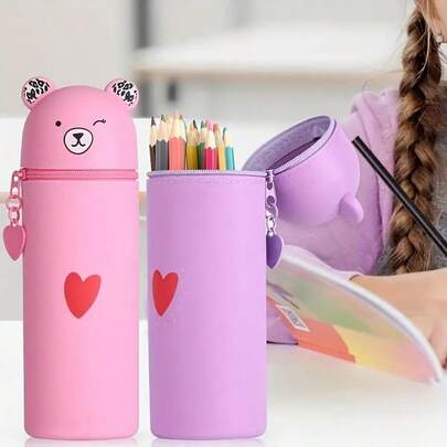 1 pièce Trousse à crayons en silicone, sac à crayons panda, boîte à crayons, trousse à crayons mignonne, sac à crayons de papeterie créative pour étudiants - Matériau en silicone