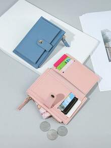 Ultra-Slim Compact Wallet With 6 Card Slots And Snap Closure Stylish, Slimline And Lightweight Portable Wallet ID Card Holder With Coin Pocket Birthday Gift, Anniversary Present, Valentine's Day Gift For Ladies, Young Women, Teenagers, Students Backpack Essentials, Study Supplies, Dormitory Items Back-To-School Gift, Gift Bag Card Holder, Wallet, Business Card Case, Credit Card Holder Women's Wallet, Mini Wallet, Clutch Bag, Card Holder