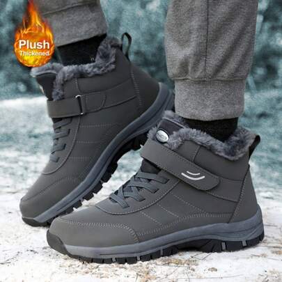 2025 Autumn And Winter Men's Casual Snow Boots Cover Feet New Fleece Warm Outdoor Cotton Shoes Mid-Leg Sports