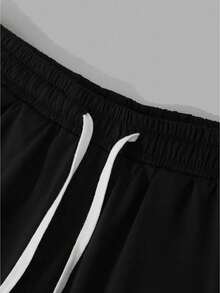 Men's Short Sleeved Shorts Set 2-Piece, Spring And Autumn Style Short Sleeved T-Shirt+Shorts, Soft And Comfortable, Machine Washable, Dry Cleanable, High-Quality - Character Image Slogan - Printed Pattern Pullover+Pants,  Hip-Hop Style, Suitable For Holidays, Back To School, Streets, Outdoor Outings - màu đen - Xem 3