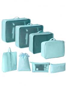 10 pièces/set Sac de voyage en polyester, organisateur de maquillage portable moderne pour le voyage