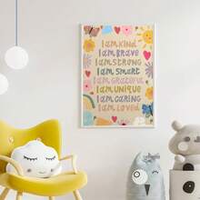 1 buc., Tablou de perete pe pânză, Decor pentru camera copiilor înrămat, Poster cu afirmații pentru copii, Imprimeu cu tematică florală, Imprimeu personalizat pentru dormitorul copiilor, Artă de perete personalizată pentru fete, Imprimeu pentru camera de joacă pentru fete, Decor pentru camera copiilor, Floral, Stil boem, Decor pentru camera copiilor, Decor pentru camera maternității