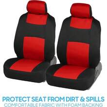 PolyPro Car Covers Full Set In Gray On Black, Front And Rear Split Covers, Easy To Install Car Seats Cover Set And Accessories Auto Trucks Van SUV - Gray - Red - View 3