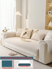 1 tấm phủ ghế sofa viền hoa sang trọng, khăn phủ ghế sofa chống trượt, chống bụi, chống trầy xước, tấm bảo vệ ghế sofa sang trọng, vỏ bọc ghế sofa trang trí, thích hợp cho phòng khách, phòng ngủ, phòng học, văn phòng, xe hơi, mọi mùa - Màu be - Xem 16