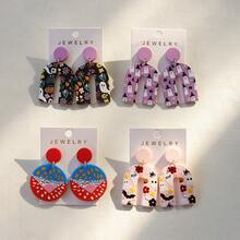 1 pereche de cercei cu pandantiv acrilic cu elemente de groază cu fantome drăguțe și amuzante de Halloween, cadou pentru petrecere și sărbătoare pentru femei