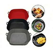 Kit 1/3 Formas de Silicone Quadrada/Redondo para Air Fryer e Forno Forma com Alça,Promoção! - Quadrado - Visão 2