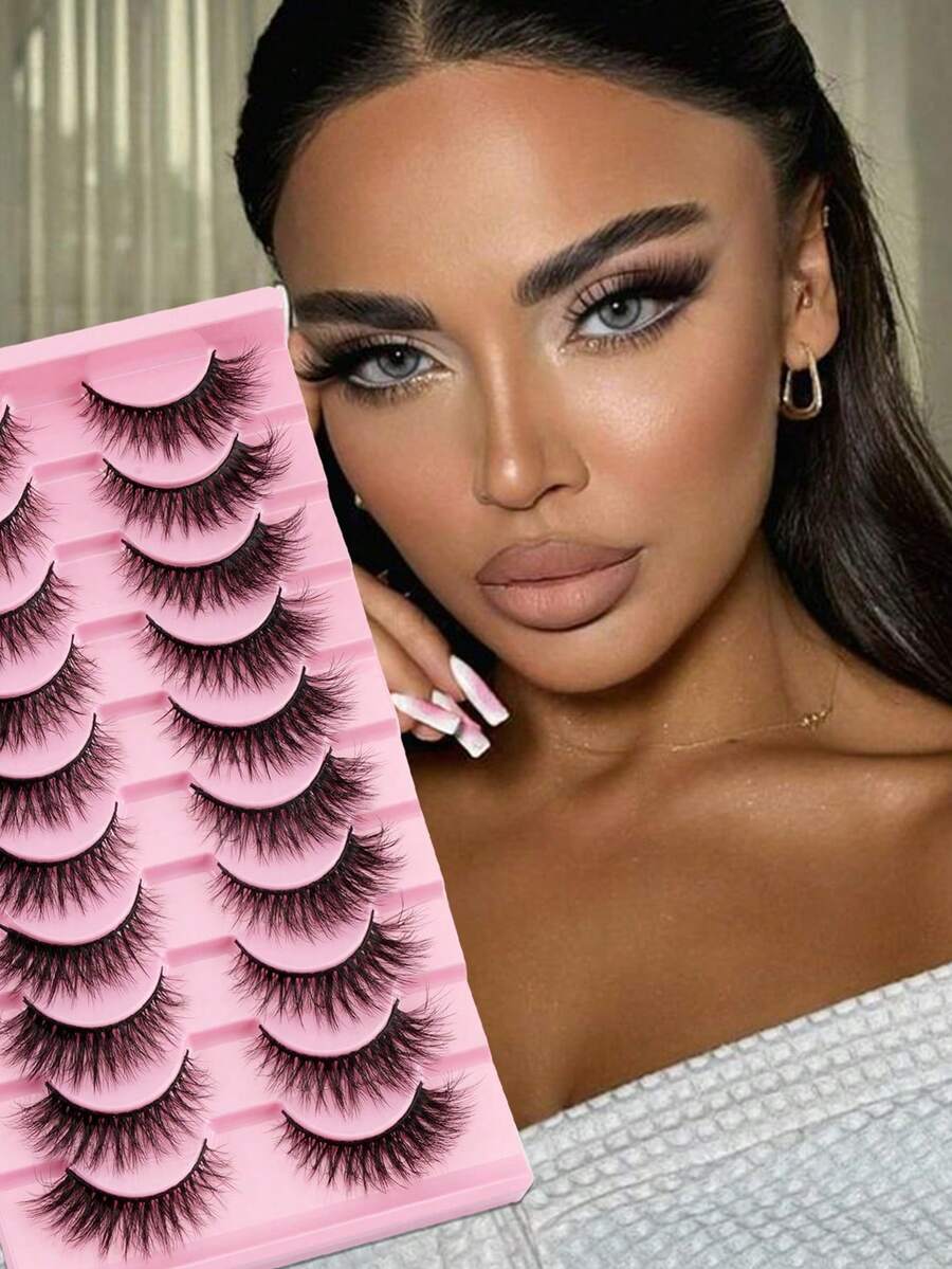 10 paia di ciglie finte naturali, morbide e sottili, ciglie finte in 3D di visone stile occhio di gatto, dense, naturali, riutilizzabili, in grado di rendere le ciglie più spesse e lunghe con un effetto allungante agli angoli esterni degli occhi, strumento per estensione ciglie per soddisfare le esigenze di uso quotidiano.