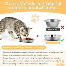 5 PCS Stainless Steel Bowl - Shallow Wide Flat Cats Food Bowls, Metal Kitten Dishes Whisker Friendly Fatigue Relief, Basic Plates Elevated Stand, Dishwasher Safeu2026 - 兩件套 - 查看 4