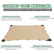 Hanlob Malla Sombra Raschel 90%, Sombra para jardín, cocheras, Lonas Sombras Reforzada (Beige, 5mx2m) - Beis - Ver 9