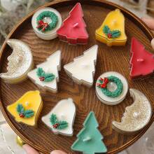 2pcs Christmas Decorations, New Christmas Scented Wax Candles, Suitable For Christmas Party, Desktop Atmosphere, Bedroom, Holiday Gift For Women, Creative Christmas Tree, Green, Yellow, Gold, Moon, Wreath, Bell, Moon, Small Candles, Christmas Fragrance Wax Candles Home Decor Room Decor, Christmas Gifts - Christmas Tree Bells - View 1