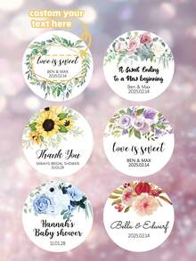 1-120 piezas Pegatinas de boda personalizadas, etiquetas de recuerdo personalizadas, pegatinas de agradecimiento, pegatinas de recuerdo redondas para regalo de pareja de aniversario, pegatinas holográficas - Multicolor - Ver 1