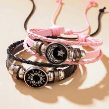 2pcs/Set Holiday Party Gifts Fashion Couple Sun, Moon Boyfriend And Girlfriend Gift, Good Friends Combination Luminous Bracelet Set, Stainless Steel Sweat-Proof And Non-Fading