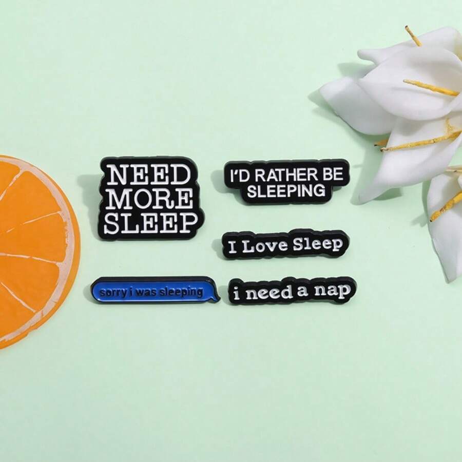 1PC Popular English Short Sentence Alloy Brooch In Europe And America,  Personality  I Love Sleep Letter Lacquered Badge