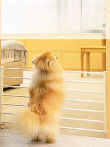 1pc Easy Install Retractable Black PVC Pet Gate - No Drill Fence For Indoor Stairs, Dog Barrier, Cat Enclosure With Automatic Closing Feature, Cat Gate For Outsid