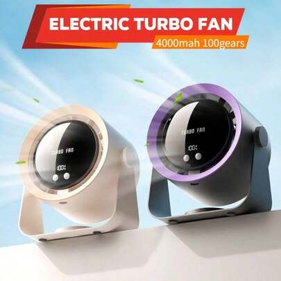Turbo Fan 100 Speed High-Speed Small Desktop Fan USB Digital Display Wall Mounted Electric Air Circulation Fan