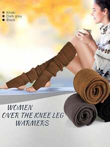 Long Leg Warmers, Women's 80s Party Ribbed Knit Dance & Sports Style, Comfortable & Warm - Multicolor - View 6