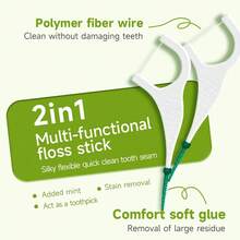 2 w 1 wielofunkcyjna nić dentystyczna w sztyfcie, nić dentystyczna o wysokiej elastyczności z miękką gumową końcówką, szczoteczka międzyzębowa