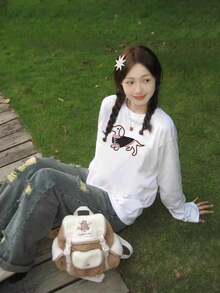 2025 Summer New Cotton T-Shirt Long Sleeve Cotton Holiday Pattern Long Sleeve Crew Neck Couples Wear Small Shirt Jacket