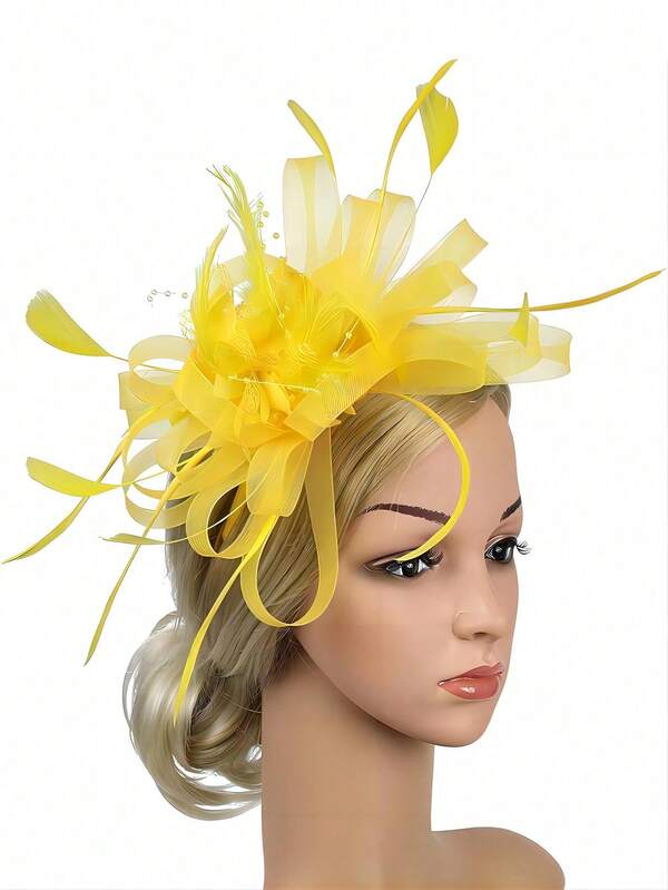 Fascinadores para mulheres, faixa de cabeça para festa do chá, chapéus Kentucky Derby, flor, malha, presilha de cabelo para casamento