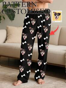 Customized Men's Dog Face Pajama Pants, Personalized Pet Photo Pajama Pants.Personalised Gifts For Men,Adorable,Contracted,Funny,Custom,Unique,Customized,Personalized,Ideal Gifts For Him.