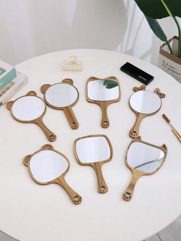 Cartoon Handheld Makeup Mirror, Portable Wall-Mounted Vanity Mirror For Home, Bedroom, Desk, Outdoor, Dorm, Creative Gift For Girlfriend, Best Friend