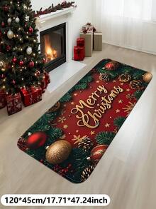1 Peça Tapete Decorativo de Banheiro Simples de Flanela Natalina, Tapete Decorativo de Natal, Lavável e Dobrável, Tapete Decorativo para Casa e Quarto, Uma Decoração de Natal Maravilhosa