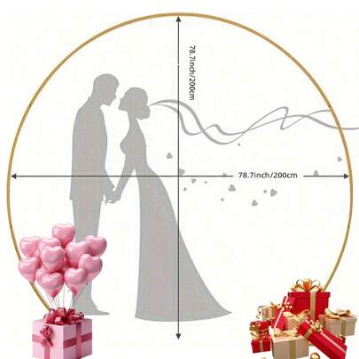 1pc Reusable Gold Round Balloon Arch, 150-250cm Arch Balloon Stand, Gold Frame Suitable For Wedding, Birthday And Celebration Party Decor, No Balloons Included, No Power Needed, Suitable For Graduation Gift, Bachelorette Party