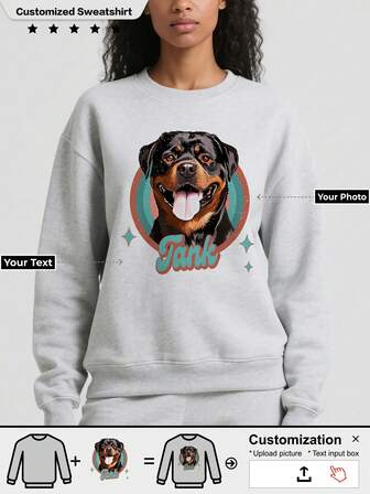1pc Customized Thick Hooded Sweatshirt Based On Your Photo, Ideal Winter Gift For Anyone You Want To Give