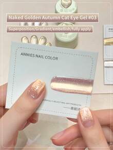 annies 5g/套裸色秋季猫眼指甲油凝胶3色套装，新款闪亮金色玻璃珠猫眼美甲沙龙DIY - 彩色 - 查看 10