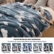 WERVITY Manta polar tamaño king, manta de cama de una sola capa, suave y cálida, manta gruesa con estampado Raschel para otoño, invierno, cama y hogar. - azul claro - Ver 3