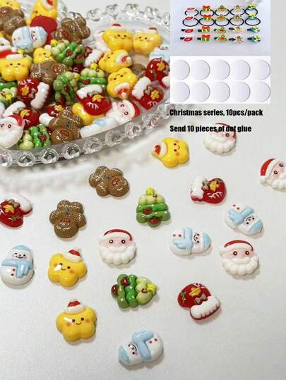 Akrylowe akcesoria z płaskim dnem w kształcie Świętego Mikołaja z kreskówek, klej w kremie, etui na telefon DIY, spinka do włosów, dekoracja choinkowa, hurtowy materiał