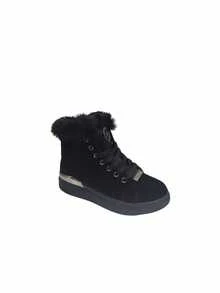 Autumn/Winter Fashion Casual Platform Snow Boots With Fur Ankle Boots - Black - View 3