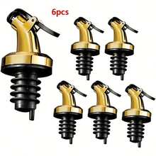 2/4/6件金/银油瓶嘴，油瓶塞，压力油分配器，塑料油瓶盖，方便油流出，调味瓶嘴，酱油瓶盖，多功能油瓶倒油器