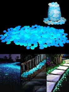 30pcs-Glow In Dark Rocks Luminous Stone Garden Accessories Micro Landscape Fish Tank Decoration Outdoor Patio Lawn Yard Kit,Glow In The Dark Garden Pebbles Stones Rocks For Yard And Walkways Decor, DIY Decorative Luminous Stones