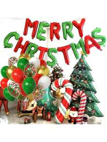 25/45/60个绿色、红色、金色、白色丝带气球，适用于圣诞派对、新年快乐、生日派对装饰 - 彩色 - 查看 7