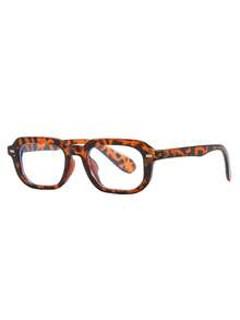 1pc Women's Plastic Square Small Frame Thin Leg Non-Prescription Glasses, Retro Rivet Simple Casual Multi-Color Versatile European And American Sexy Decorative Fashionable Glasses