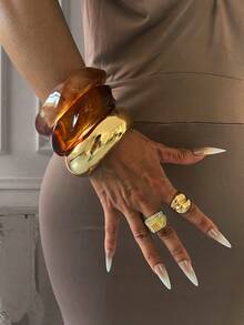 4 piezas/3 piezas/2 piezas/1 pieza Brazaletes de puño, Brazaletes dorados, Brazaletes anchos, Brazalete grueso, Juego de brazaletes, Brazalete ancho, Brazalete para mujer, Regalo para ella