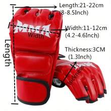 1 Pair Half Finger Boxing Gloves, Training Gear, Halloween Gift - Multicolor - View 6