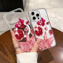 Teléfono Funda magnética premium para phone 11/12/13/14/15/16/Promax con diseño de flor de granada roja. Resistente a caídas y ultradelgada. Ideal para uso diario. - transparente - Ver 6