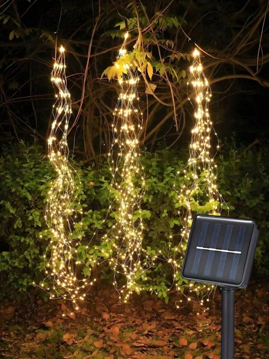 1 Stück 3M/9,8FT/300 LEDs Wasserfall Lichterkette, Outdoor Lichterkette, Solar Energie Feenlichter/USB Feenlichter, LED Glühwürmchen Lichterkette, 8 Modi, hängende Lichterketten, für Schlafzimmer, Wohnheim, Terrasse, Party, Innenbereich, Hochzeit, Garten, Festivaldekorationen, 100 LED/200 LED/300 LED Glühwürmchen Lichterbündel